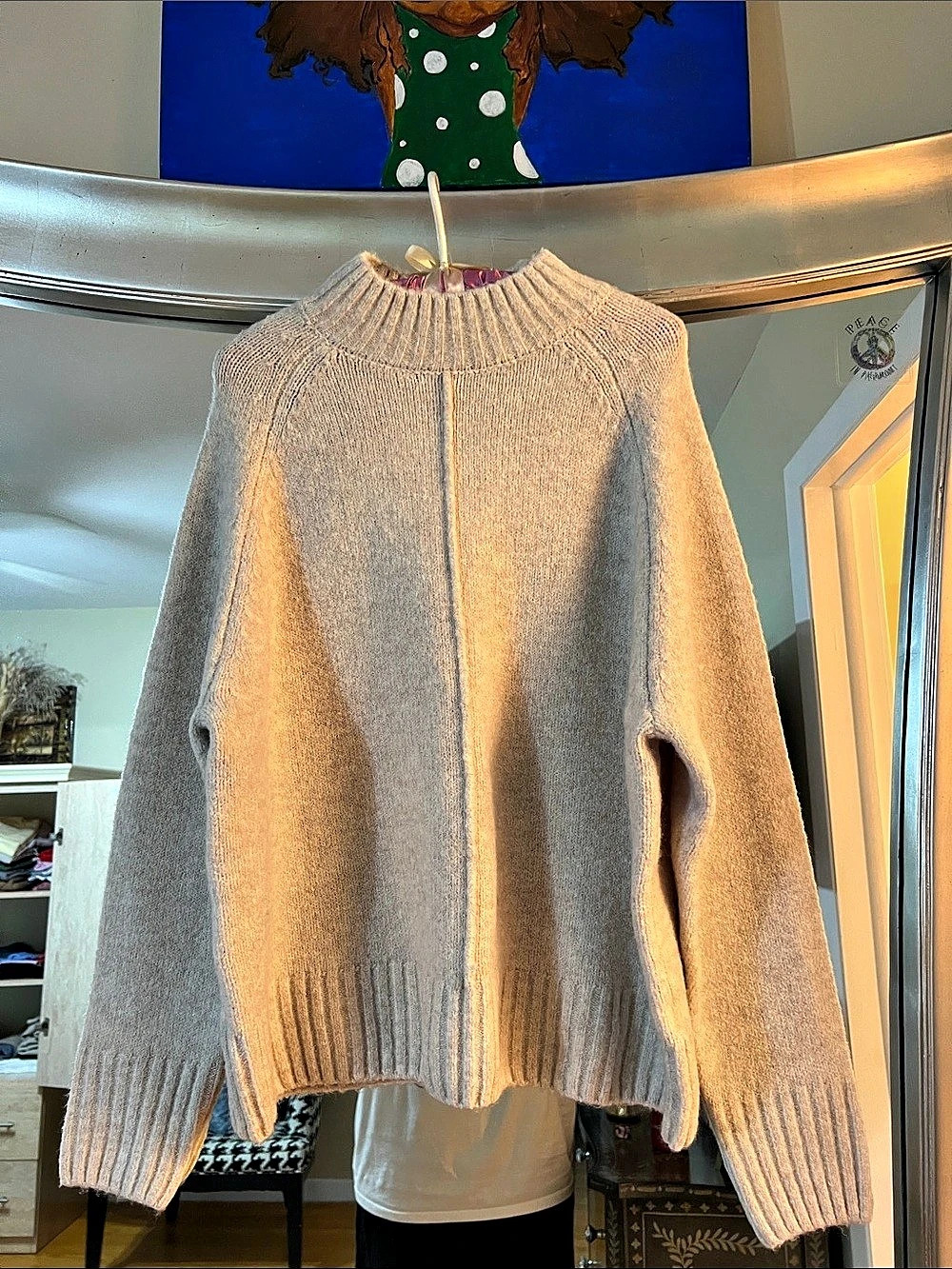 Karen Kane Mock Turtleneck Sweater Beige